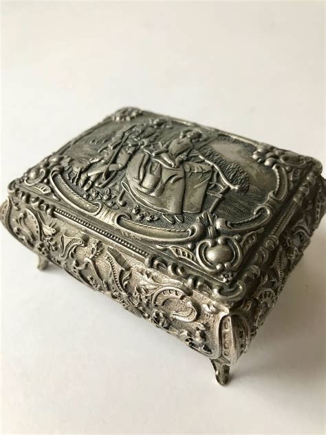 tiny antique metal trinket box halifax|antique trinket holder box.